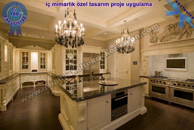 Özel Ölçü Tasarım Beyaz Mutfak Tasarımı Lüks Avangarde Desenli Oymalı