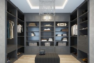Gri Lake Özel Ölçü Gardırop Duvardan Duvara Elbise Dolabı